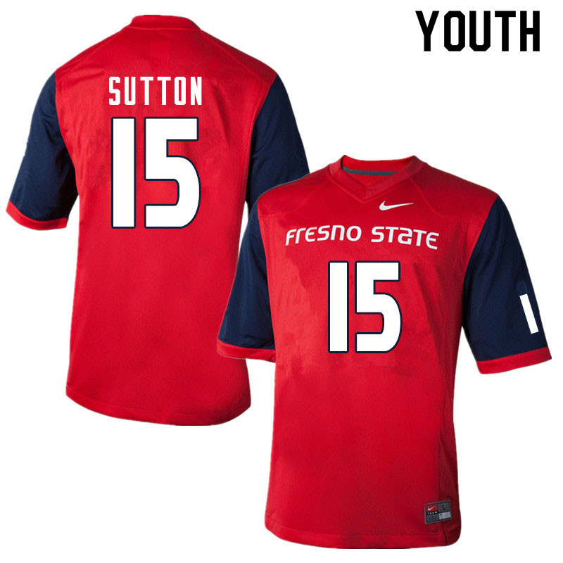 Youth #15 Cam Sutton Fresno State Bulldogs College Football Jerseys Sale-Red - Click Image to Close